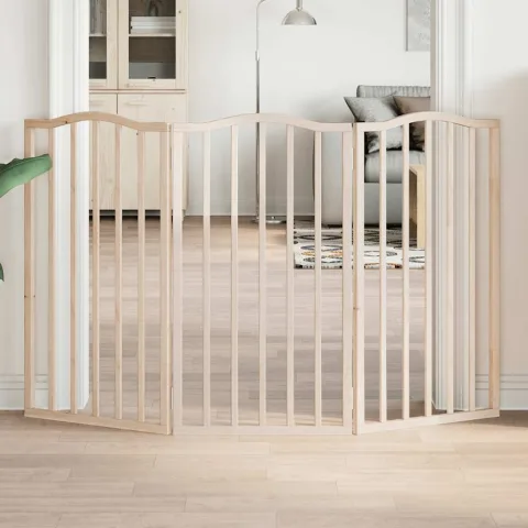 vidaXL Poartă pentru câini pliabilă, 3 panouri, 150 cm, lemn de plop
