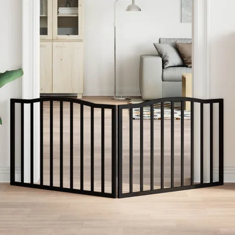 vidaXL Poartă pentru câini pliabilă 2 panouri negru, 160 cm, lemn plop