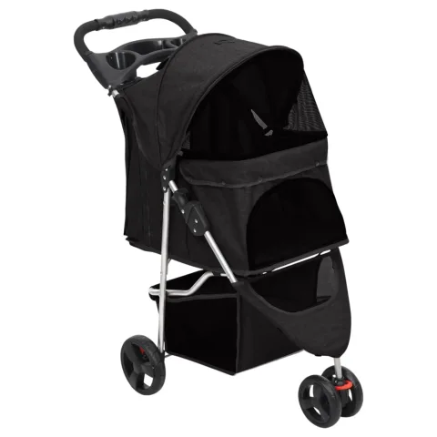 vidaXL Cărucior pliabil pentru câini negru 80x46x98 cm țesătură Oxford