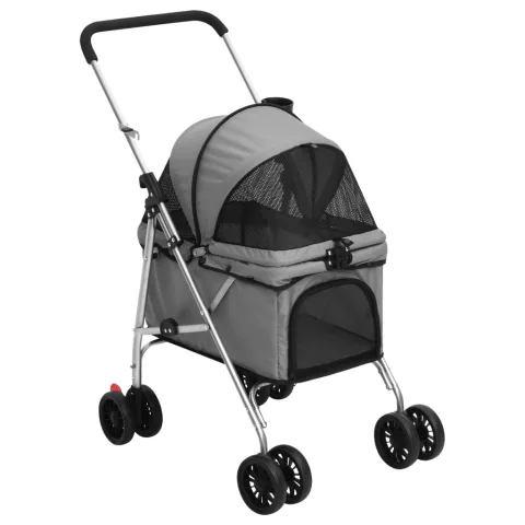 vidaXL Cărucior pliabil pentru câini gri 76x50x100 cm țesătură Oxford