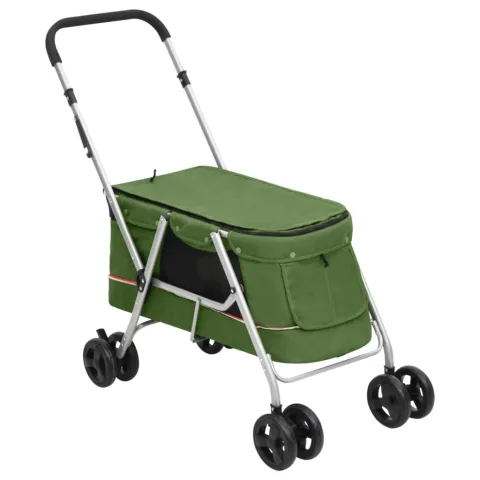 vidaXL Cărucior pliabil pentru câini, verde, 100x49x96 cm, pânză