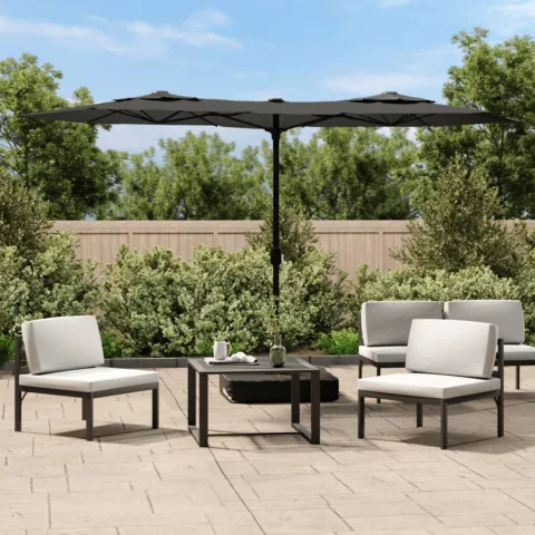 vidaXL Umbrelă de grădină cu două capete, antracit, 316x145 cm
