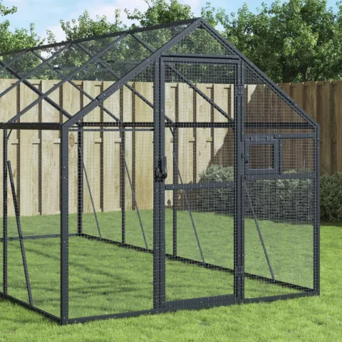 vidaXL Volieră de păsări, antracit, 1,79x4x1,85 m, aluminiu