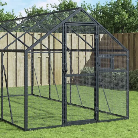 vidaXL Volieră de păsări, antracit, 1,79x10x1,85 m, aluminiu