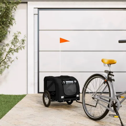 vidaXL Remorcă bicicletă animale companie, negru, textil oxford/fier