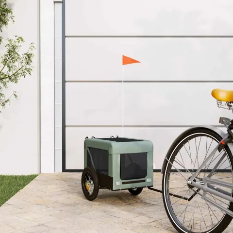 vidaXL Remorcă bicicletă animale companie gri/negru textil oxford/fier