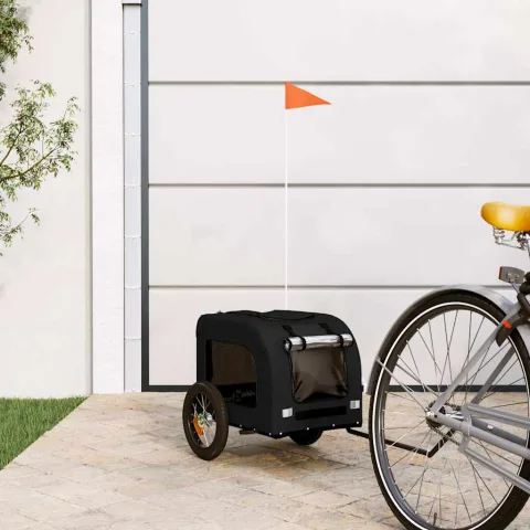 vidaXL Remorcă bicicletă animale companie, negru, textil oxford/fier