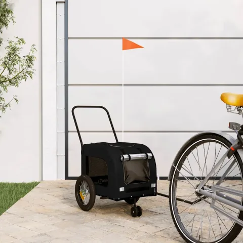 vidaXL Remorcă de bicicletă pentru animale de companie Negru