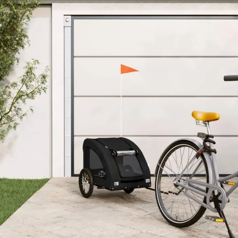 vidaXL Remorcă bicicletă animale companie, negru, textil oxford/fier