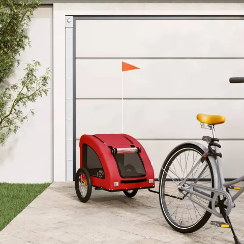 vidaXL Remorcă de bicicletă animale companie, roșu, textil oxford/fier