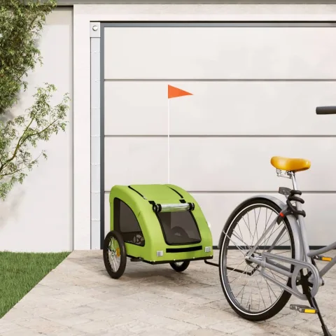vidaXL Remorcă de bicicletă animale companie, verde textil oxford/fier