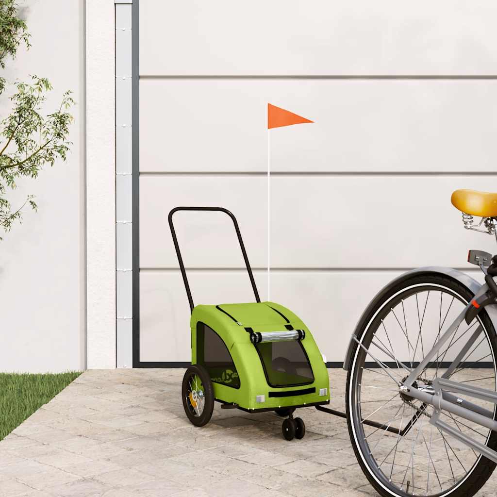 vidaXL Remorcă de bicicletă animale companie, verde textil oxford/fier