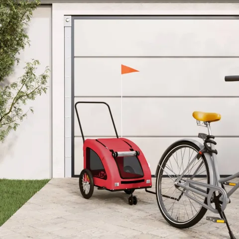 vidaXL Remorcă de bicicletă animale companie, roșu, textil oxford/fier