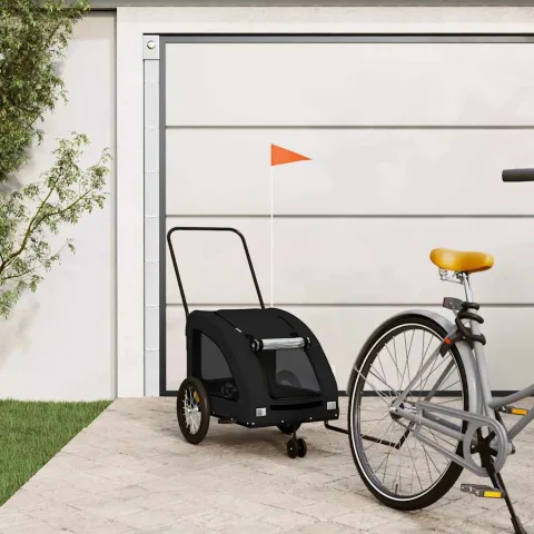 vidaXL Remorcă bicicletă animale companie, negru, textil oxford/fier
