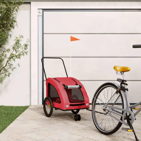 vidaXL Remorcă de bicicletă animale companie, roșu, textil oxford/fier