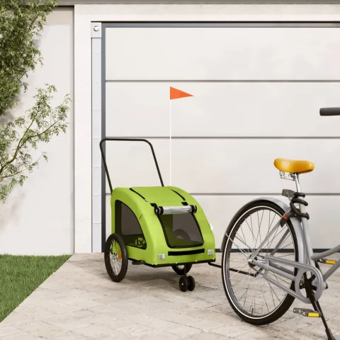 vidaXL Remorcă de bicicletă animale companie, verde textil oxford/fier