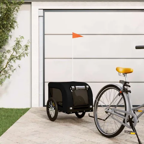 vidaXL Remorcă bicicletă animale companie, negru, textil oxford/fier