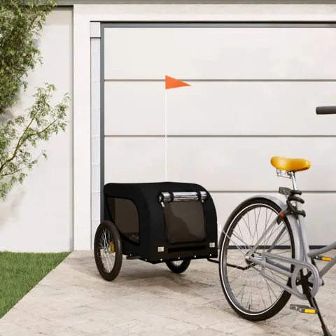 vidaXL Remorcă bicicletă animale companie, negru, textil oxford/fier
