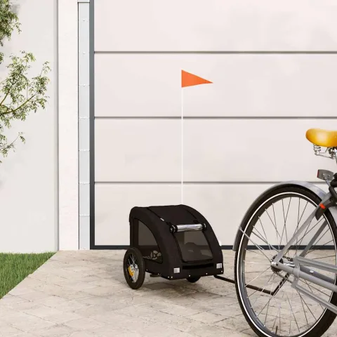vidaXL Remorcă bicicletă animale companie, negru, textil oxford/fier