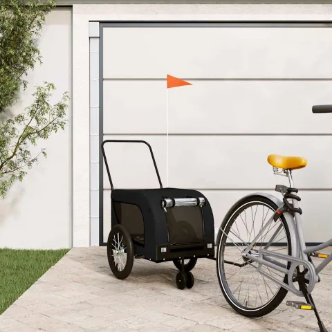 vidaXL Remorcă bicicletă animale companie, negru, textil oxford/fier