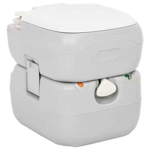 vidaXL Toaletă portabilă de camping, gri și alb, 22+12 L, HDPE