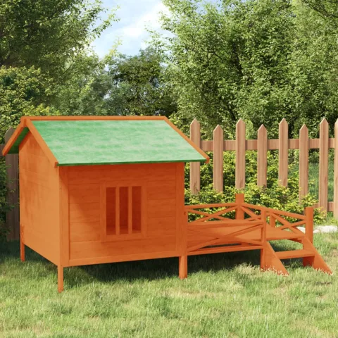 vidaXL Cușcă de câine, maro, 159x120x88,5 cm, lemn masiv pin