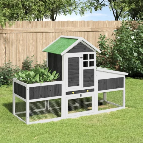 vidaXL Cușcă pentru iepuri gri 170x63x113 cm lemn masiv de pin