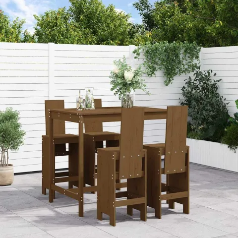 vidaXL Set mobilier bar de grădină, 5 piese, maro miere lemn masiv pin