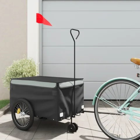 vidaXL Remorcă pentru biciclete, negru și gri, 30 kg, fier