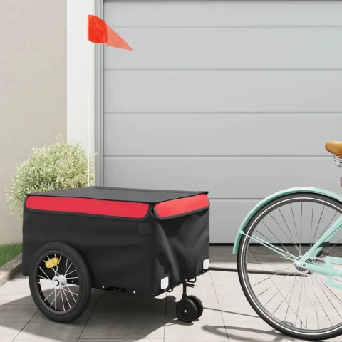 vidaXL Remorcă pentru biciclete, negru și roșu, 45 kg, fier