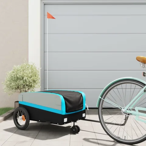 vidaXL Remorcă pentru biciclete, negru și albastru, 30 kg, fier