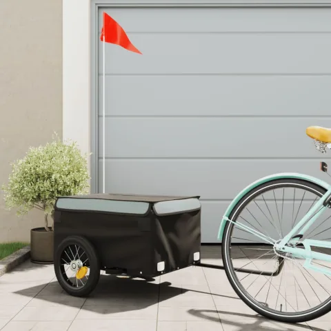 vidaXL Remorcă pentru biciclete, negru și gri, 30 kg, fier