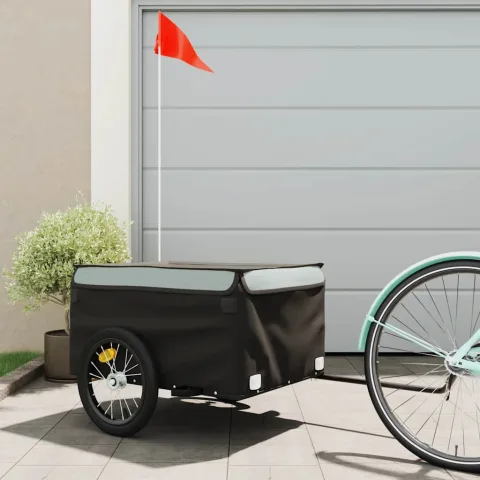 vidaXL Remorcă pentru biciclete, negru și gri, 45 kg, fier