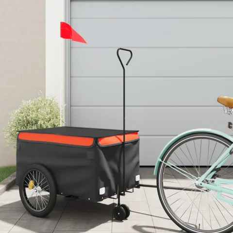 vidaXL Remorcă pentru biciclete negru/portocaliu, 30 kg, fier