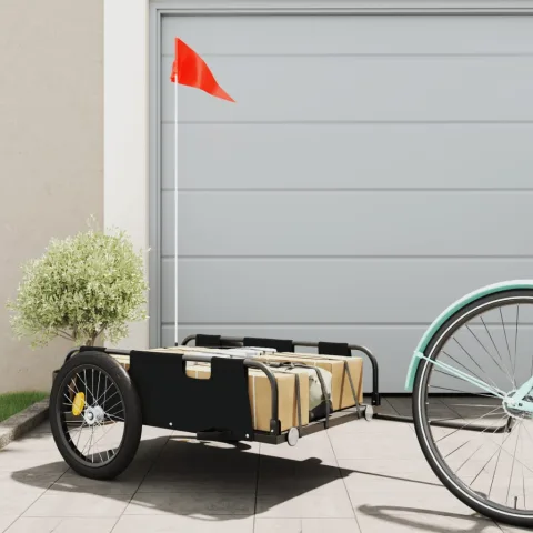 vidaXL Remorcă de bicicletă, negru, textil oxford și fier