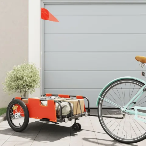 vidaXL Remorcă de bicicletă, portocaliu, textil oxford și fier