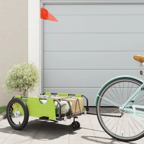 vidaXL Remorcă de bicicletă, verde, textil oxford și fier
