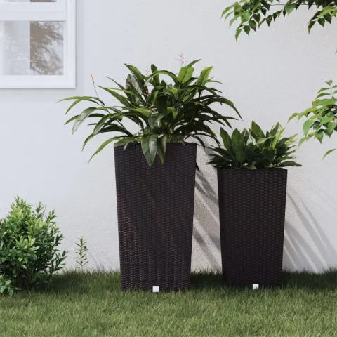 vidaXL Jardinieră cu interior detașabil, maro, 21 / 49 L, PP ratan