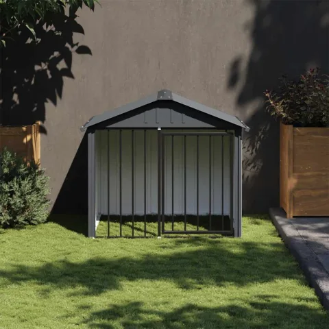 vidaXL Cușcă câine cu acoperiș, negru, 117x103x102 cm, oțel galvanizat