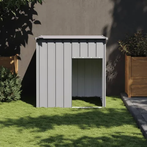 vidaXL Cușcă pentru câini cu acoperiș gri deschis 110x103x109 cm oțel galvanizat