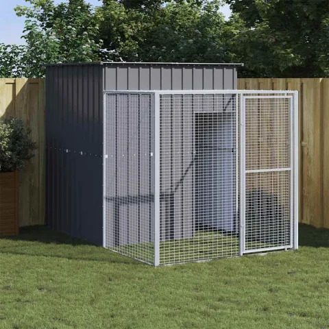 vidaXL Coteț de pui cu incintă antracit 165x251x181 cm oțel galvanizat
