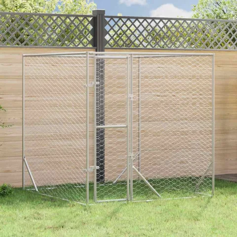 vidaXL Padoc de exterior pentru câini argintiu 2x2x2 m oțel galvanizat