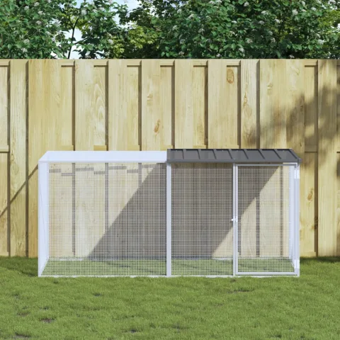 vidaXL Cușcă pentru găini cu acoperiș, antracit, 203x98x90 cm, oțel galvanizat