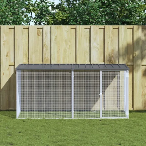 vidaXL Cușcă pentru găini cu acoperiș, antracit, 203x98x90 cm, oțel galvanizat