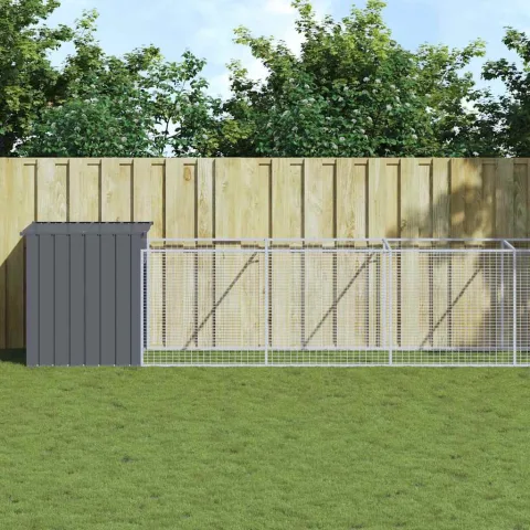 vidaXL Cușcă câine cu țarc antracit 110x609x110 cm oțel galvanizat