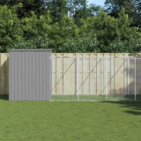 vidaXL Cușcă de câine & țarc gri deschis 214x865x181cm oțel galvanizat