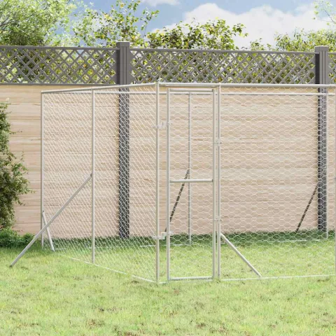 vidaXL Padoc de exterior pentru câini argintiu 8x4x2 m oțel galvanizat