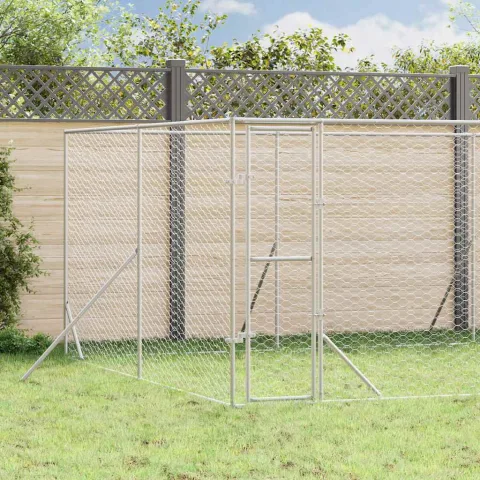 vidaXL Padoc de exterior pentru câini argintiu 8x12x2m oțel galvanizat