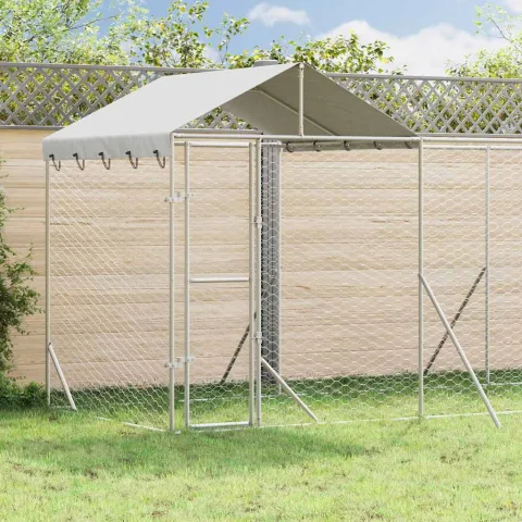vidaXL Padoc de exterior cu acoperiș argintiu 6x2x2,5m oțel galvanizat