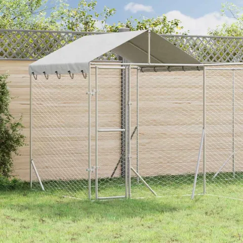 vidaXL Padoc exterior cu acoperiș argintiu 4x4x2,5 m oțel galvanizat